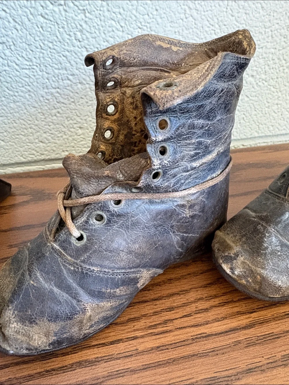 Antique Victorian Leather Child Boots High Top Well Worn Primitive